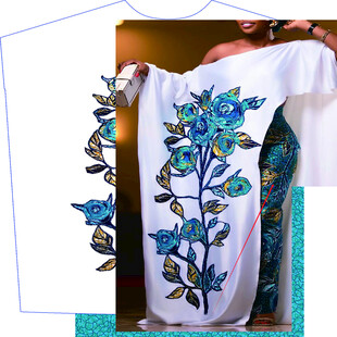 蓝花刺绣白色衣物展示