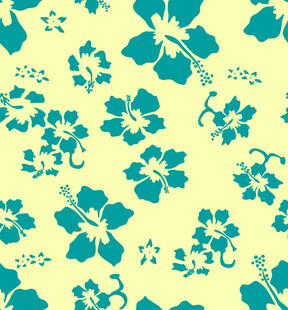 蓝绿扶桑花无缝图案背景