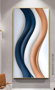 现代抽象彩色金属线条玄关画