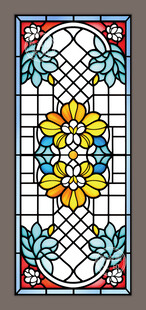 华夏风情蒂凡尼彩色玻璃艺术图案