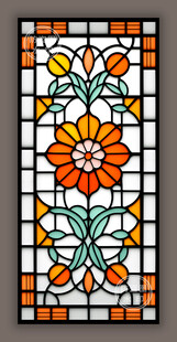 华夏风情蒂凡尼彩晶玻璃艺术图案