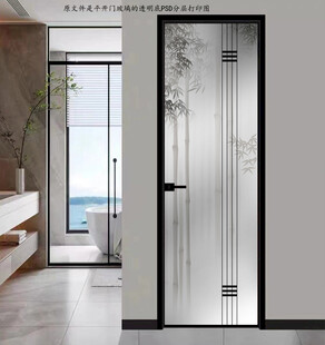 高清分层透明底平开门玻璃打印图