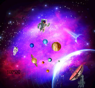 梦幻宇宙中的多彩星球飞船