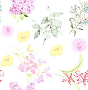 水彩花朵数码印花