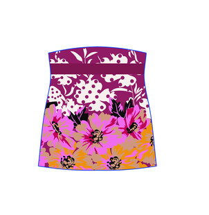 多彩花卉图案时尚短裙