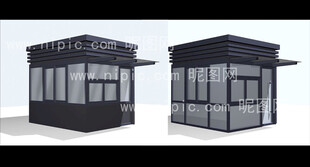 门卫门岗现代风格玻璃亭子设计