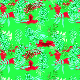 圣诞风红绿植物图案设计