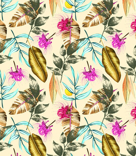 热带花卉植物无缝图案