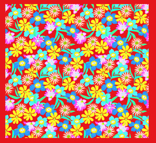 多彩花卉图案布料