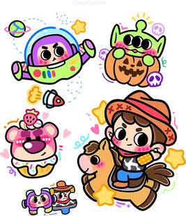 可爱卡通角色贴纸集合