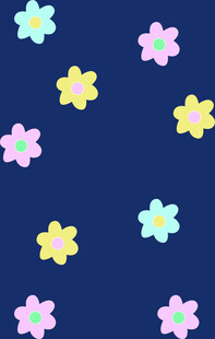 蓝色背景上的多彩小花