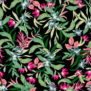 花卉绿叶图案的精美水彩画