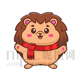 可爱刺猬戴围巾卡通形象