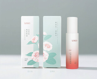 护肤品小清新植萃包装设计展开图
