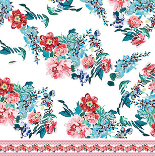 花卉鸟类图案的精美织物设计