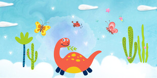 卡通恐龙背景墙