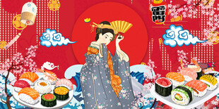 日式寿司背景墙