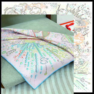 多彩手绘风折叠手帕展示