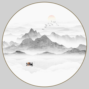 圆形意境水墨画