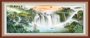 旭日东升聚宝盆山水画