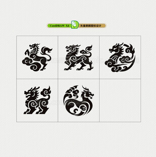  矢量麒麟图标图案