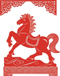 红色剪纸骏马造型艺术