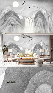 中式山水风室内水墨画