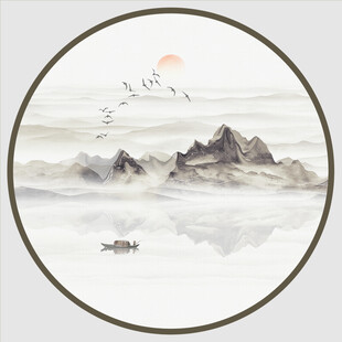 圆形意境水墨画