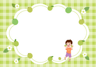 卡通水果青梅教育类不规则边框