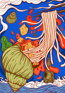 辣味美味螺蛳粉插画