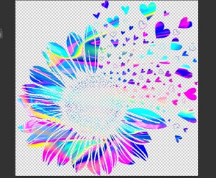 多彩爱心花朵抽象图案