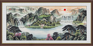 山水国画风景图 八方聚财