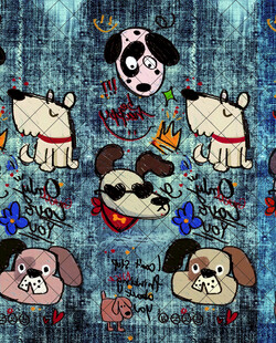 卡通狗狗涂鸦艺术图案