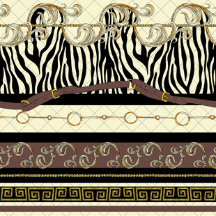 斑马纹与古典元素装饰图案