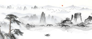 水墨画背景墙