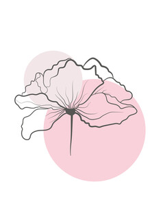 粉色背景简约线条矢量花朵图