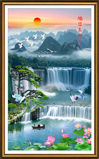 旭日东升山水画