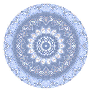 蓝色曼陀罗花纹圆形图案