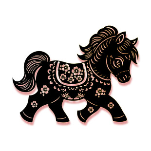 装饰风黑骏马图案设计