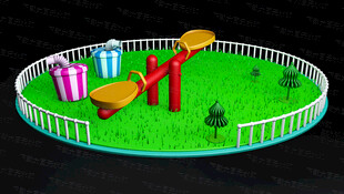 儿童乐园 草地 跷跷板 树 果