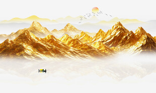 金箔山水画背景墙