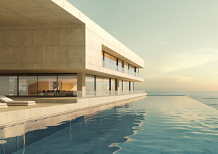 现代海滨别墅泳池景观