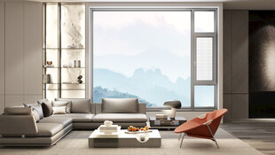 现代简约风客厅大窗景观