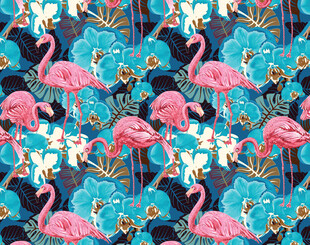 火烈鸟花卉图案背景设计