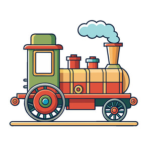 复古彩色蒸汽小火车