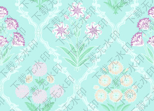 清新花卉几何图案背景