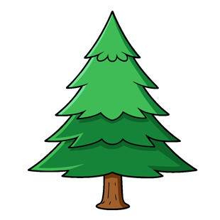卡通风格绿色圣诞树
