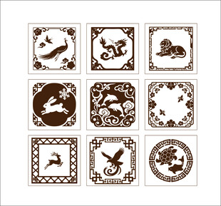 传统中式动物边框图案集