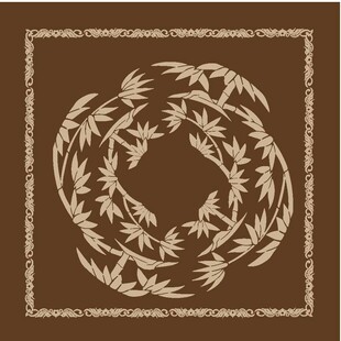 中式竹叶环形装饰图案 