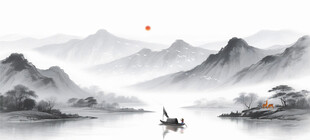 酒店床头水墨画